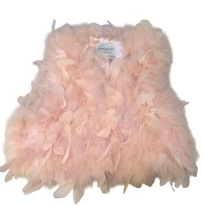 I Love Plum Pink Feather‎ Vest Girls Size 4Y NWOT